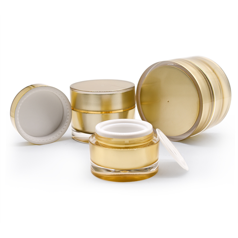 Luxury Cosmetic Jar Acrylic Double Wall Round Shape Face Cream Container With Lid
