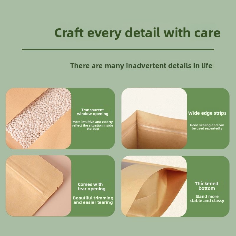 Eco Compostable Biodegradable Gravure Printed Stand up Pouch Custom Kraft Paper Food Packaging Zipper Lock Bag Moisture Proof