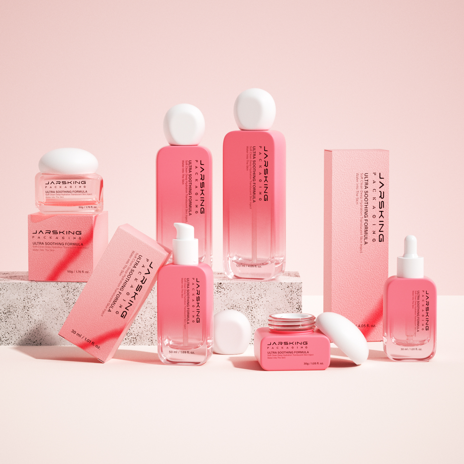 Luxury 30ml 50ml 100ml 120ml Glass Cosmetic Serum Dropper Lotion Cream Skincare Pump Packaging Bottles and Jar Set