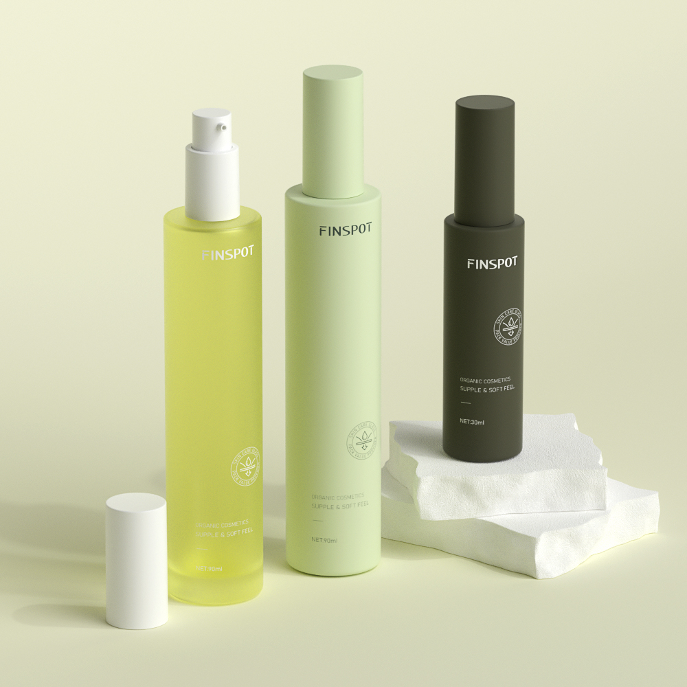 Custom Matte Green Skincare Glass Bottles for Organic Cosmetics Serum Mist &amp; Essence With Logo Printing