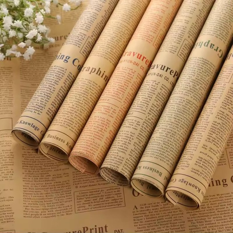 Printed Kraft Gift Wrapping Paper Floral Bouquet Packaging Florist Decoration Printing Packing Paper