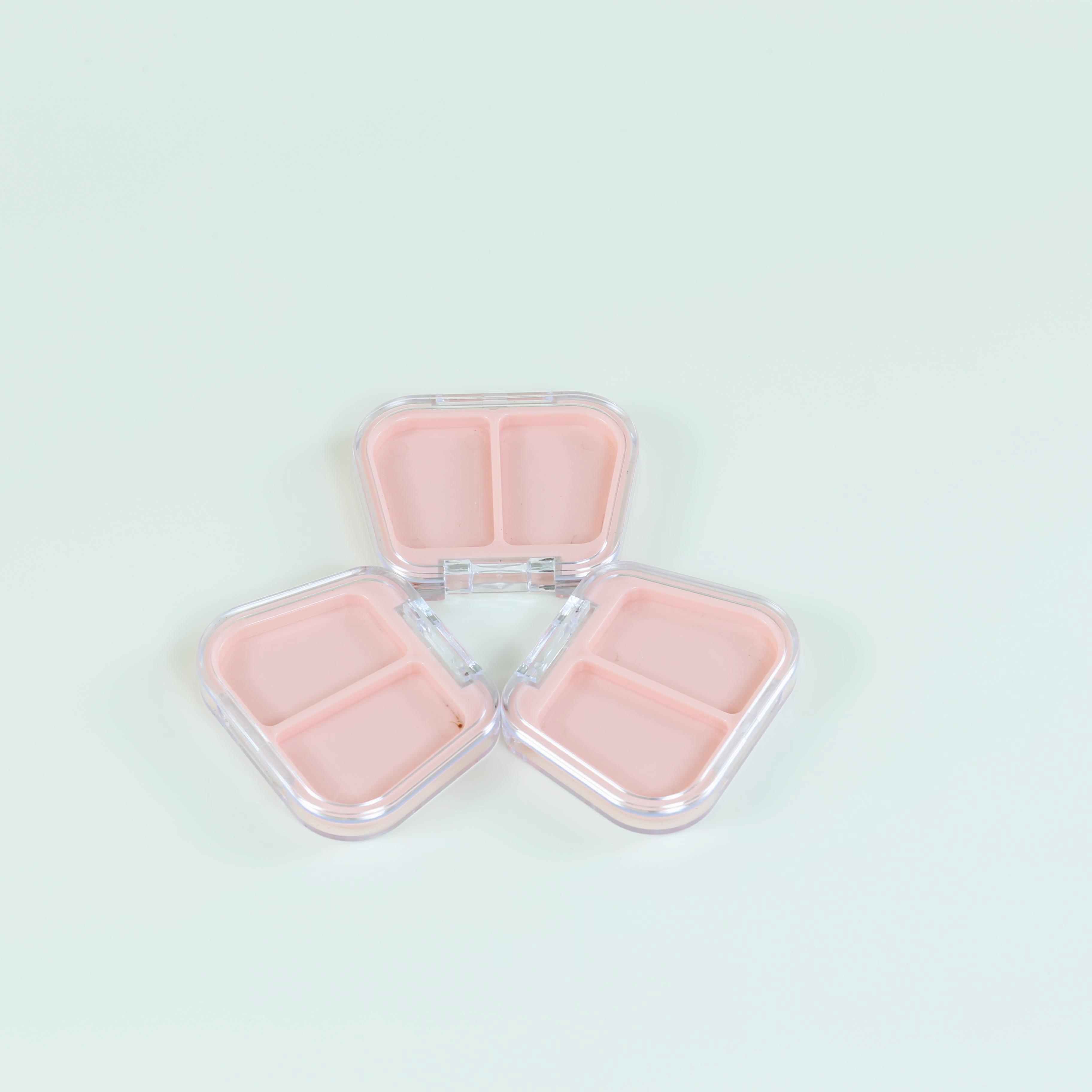 Pink Plastic Cosmetic Packaging Eyeshadow Empty Case Face Brusher Container