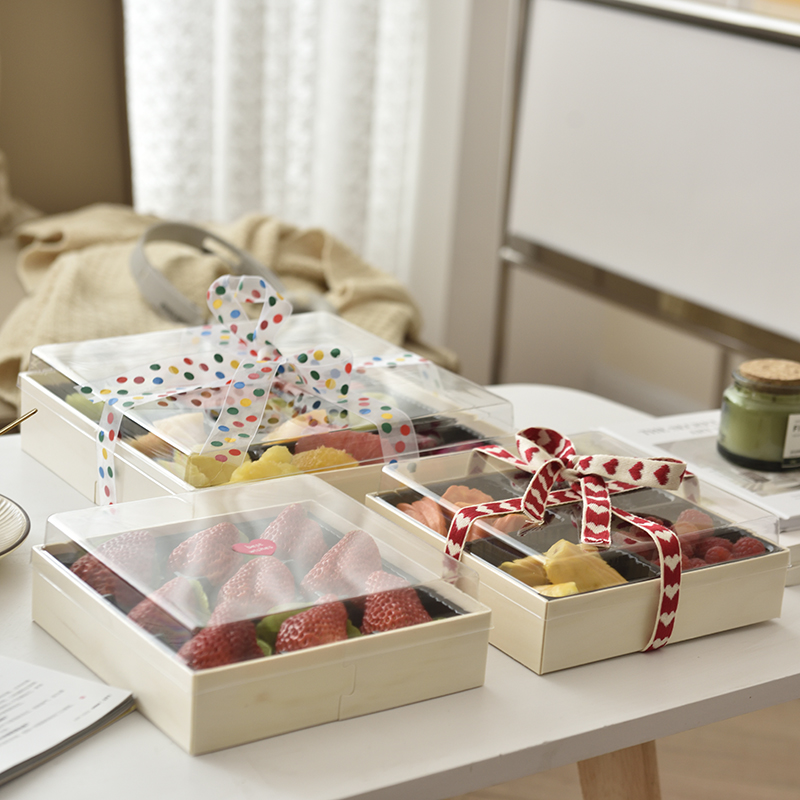 Wooden Transparent Window Food Fruit Eco Conscious Food Packaging Custom Print Food Container Various Pastry Cake Box