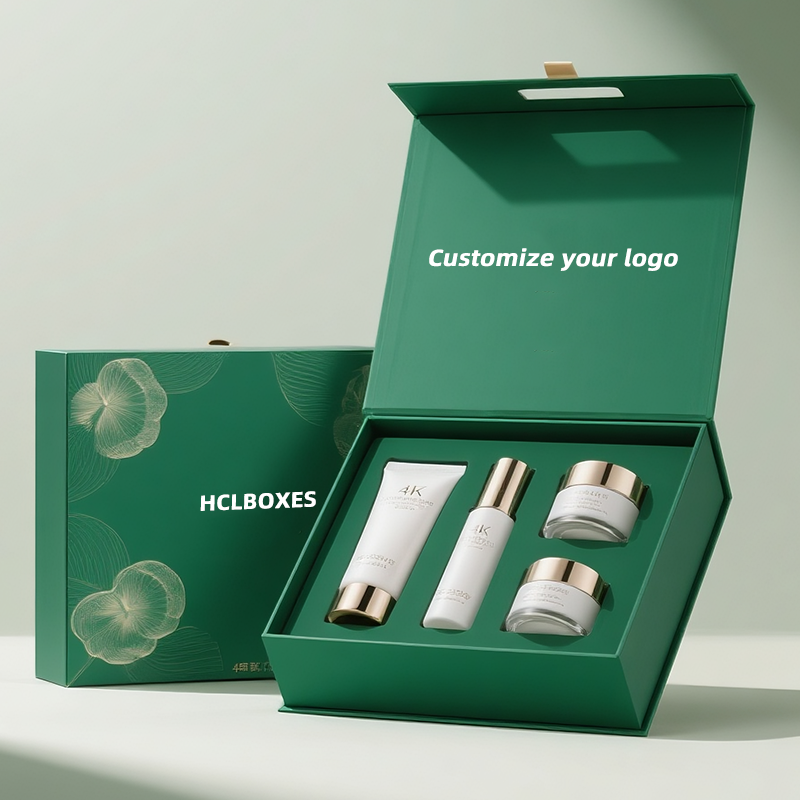 Custom Logo Magnetic Book-shaped Skincare Packaging Box Luxury Rigid Cardboard Cosmetic Gift Set Box For Beauty Brand