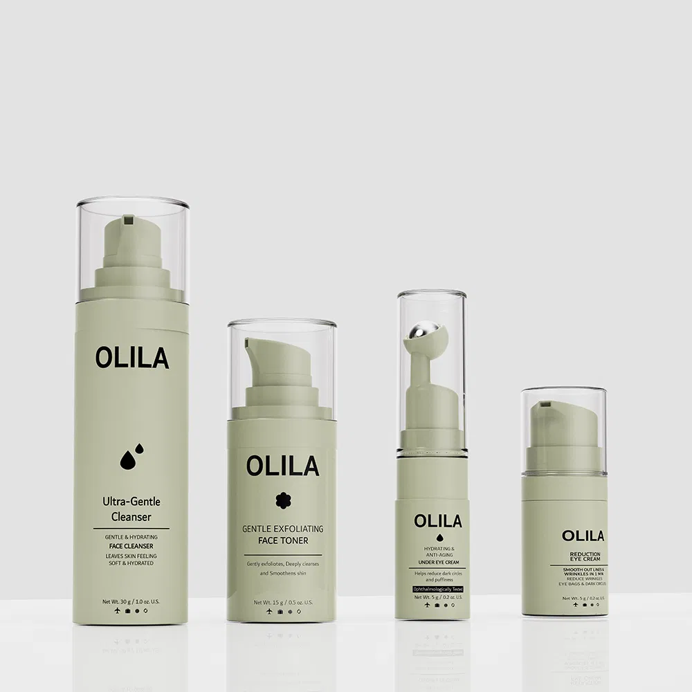 30ml Manufacture Plastic Blue Serum Biodegradable Lotion Custom Cosmetic Packaging Airless Pump Bottle with Pump and Cap