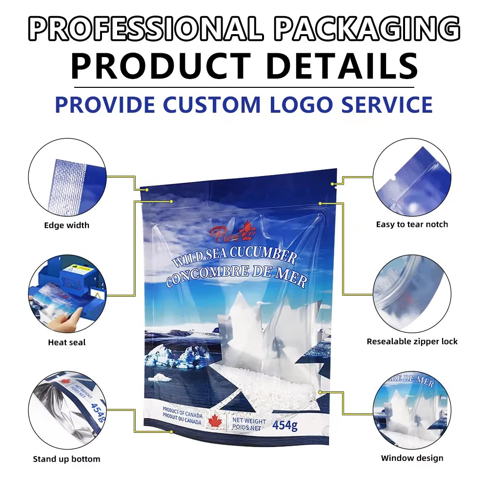 Custom Brown Kraft White Craft Paper Biodegradable Recyclable Reusable Standing Pouches Food Packaging Zipper Milk Sushi Jelly
