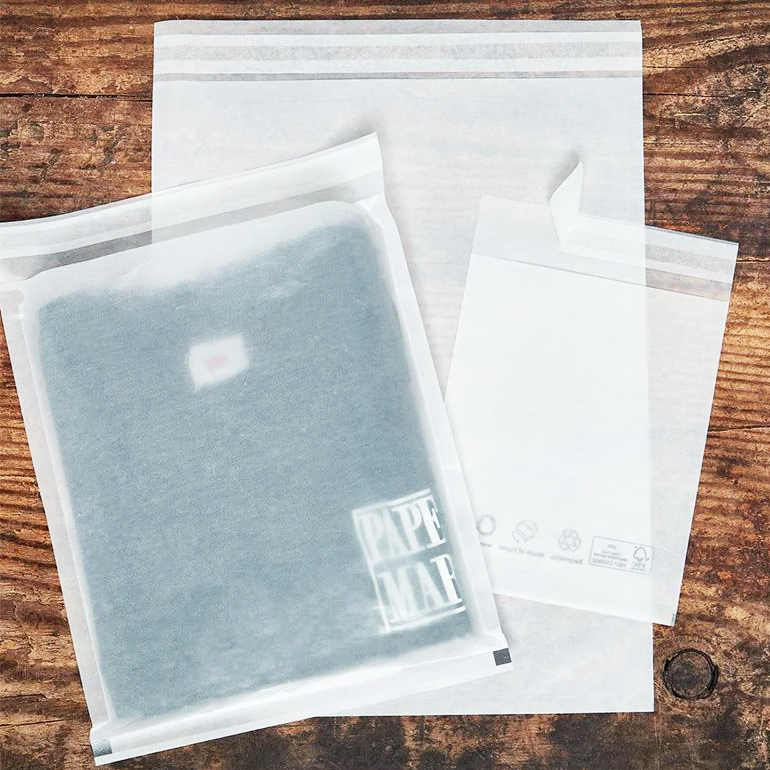 Custom Vela Glassine Paper Bags Recycled Self-Adhesive Sealed Frosted Wax Matte Finish for Clothing Packaging and Shopping