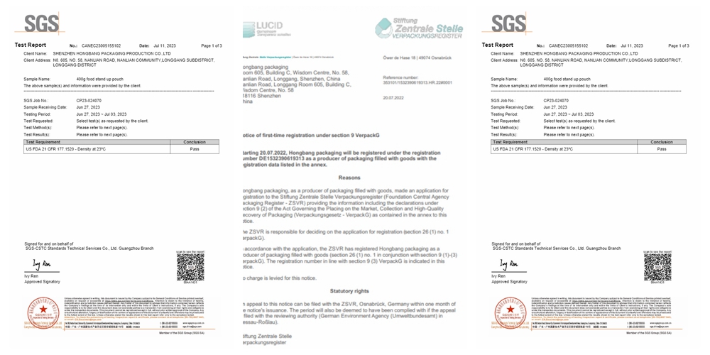 ISO and BRC official certificates