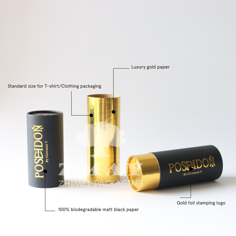 High Quality Scarf Packaging Cylinder Paper Box Paper Tube for Tshirts Packaging with Custom logo and Custom Window