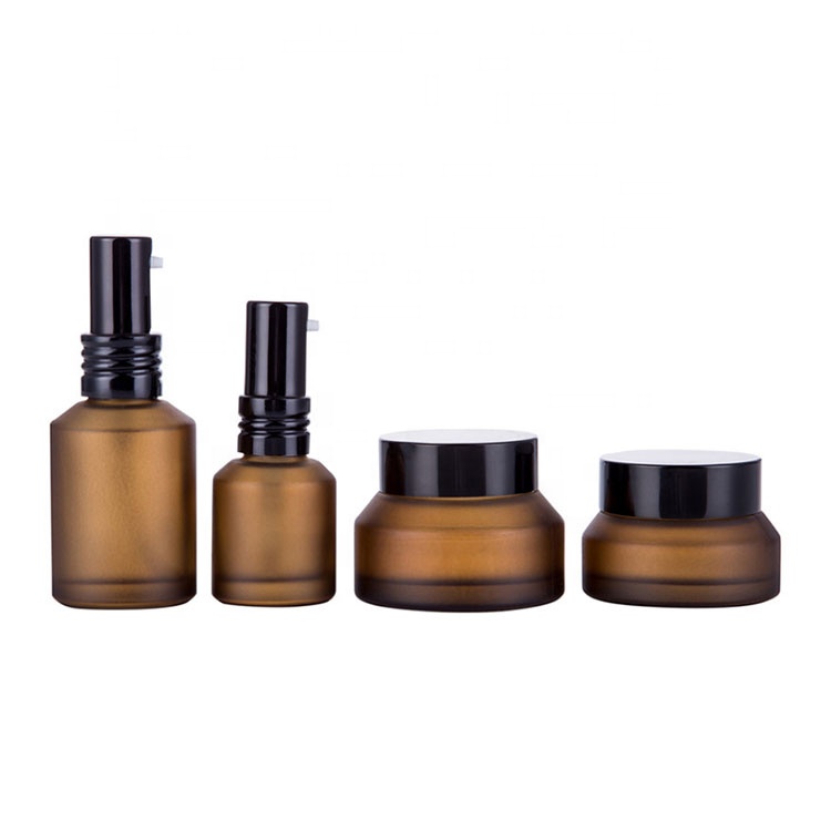 50g 15ml 30ml 100ml Matte Frosted Cosmetic Packaging Set Slant Shoulder Glass Bottle Cream Serum Skincare Lotion Bottle Jars