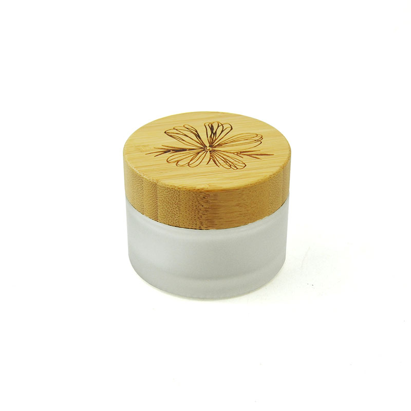 Cosmetics Sets Skincare Bamboo Pump Head Lotion White Glass Frosted Dropper Bottle Packaging Containers