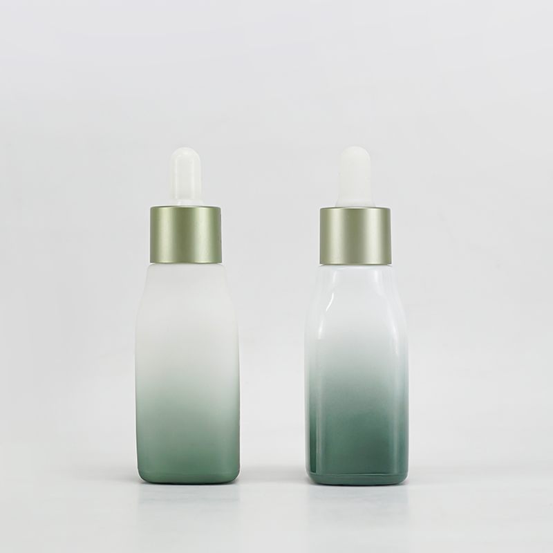 Recyclable 40ml Gradient Opal Glass Bottle With Dropper for Organic Cosmetics Skincare Packaging