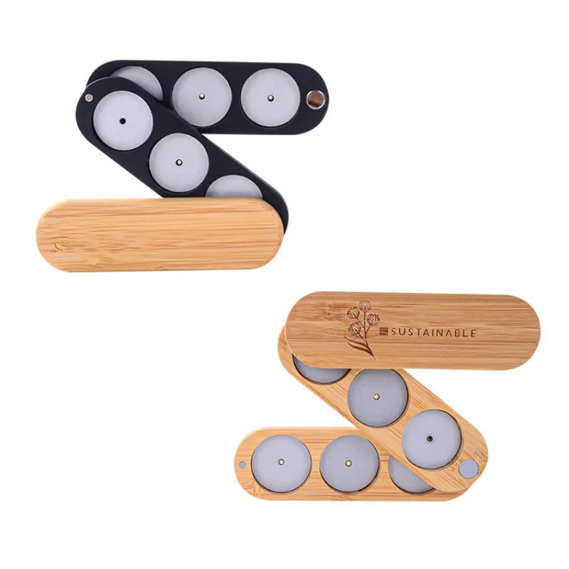 Customized Private Label Logo Makeup Vegan Empty Wood Bamboo Eyeshadow Palette Packaging