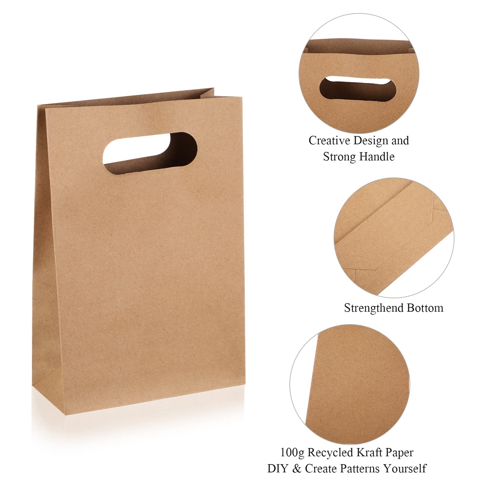 Custom Logo Printed Biodegradable Brown Kraft Paper Bag Luxury Gift Shopping Paper Bag Packaging With Die Cut Handle