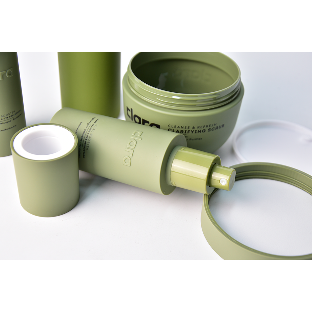 Army Green Plastic Pump Bottle Set for Skin Care Serum 100ml 120ml 200ml Cosmetics Lotion and Shampoo Packaging