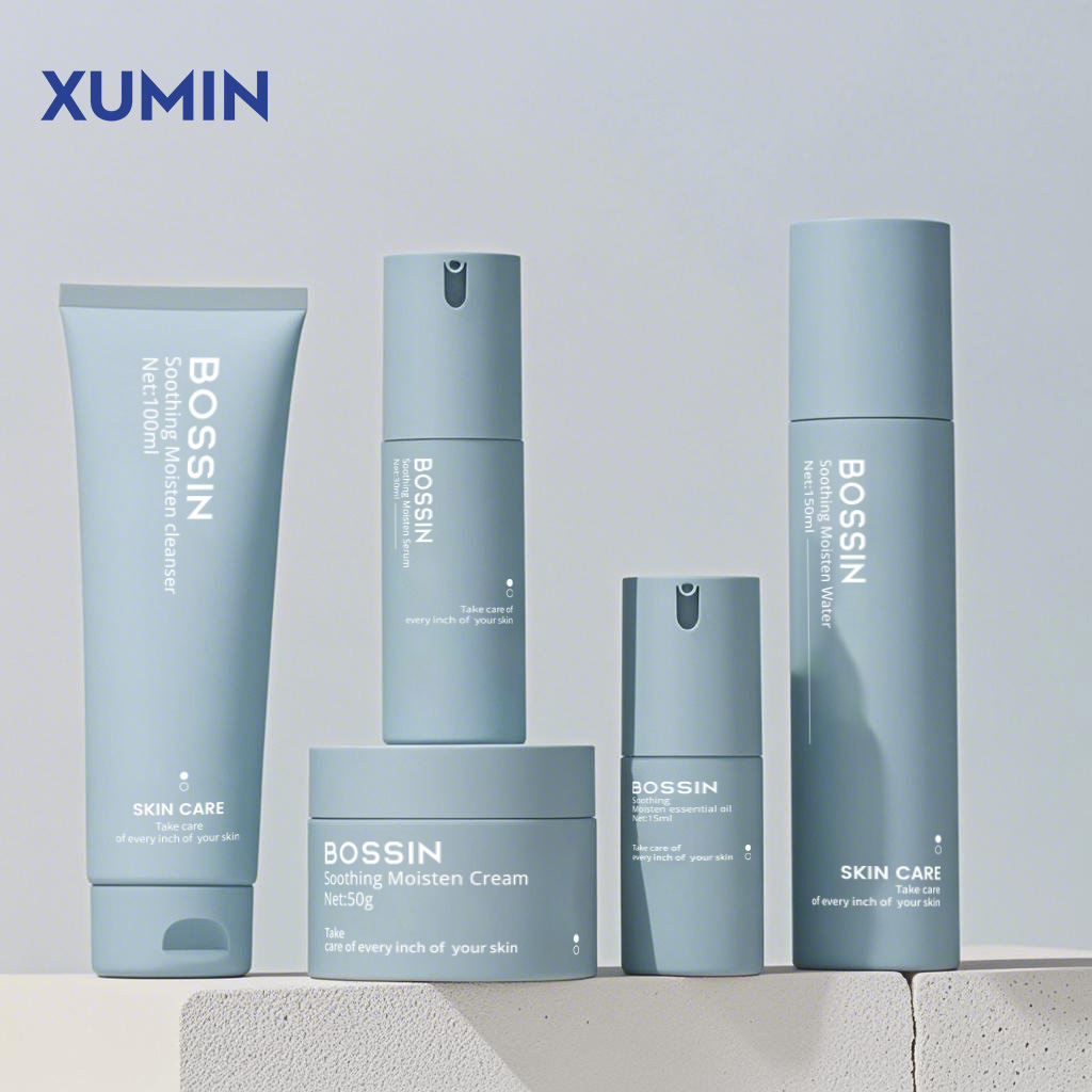 Luxury Men Skincare Plastic Bottles For Packaging Set Airless Pump Cosmetic Lotion Packaging Tube Skincare Containers Sets