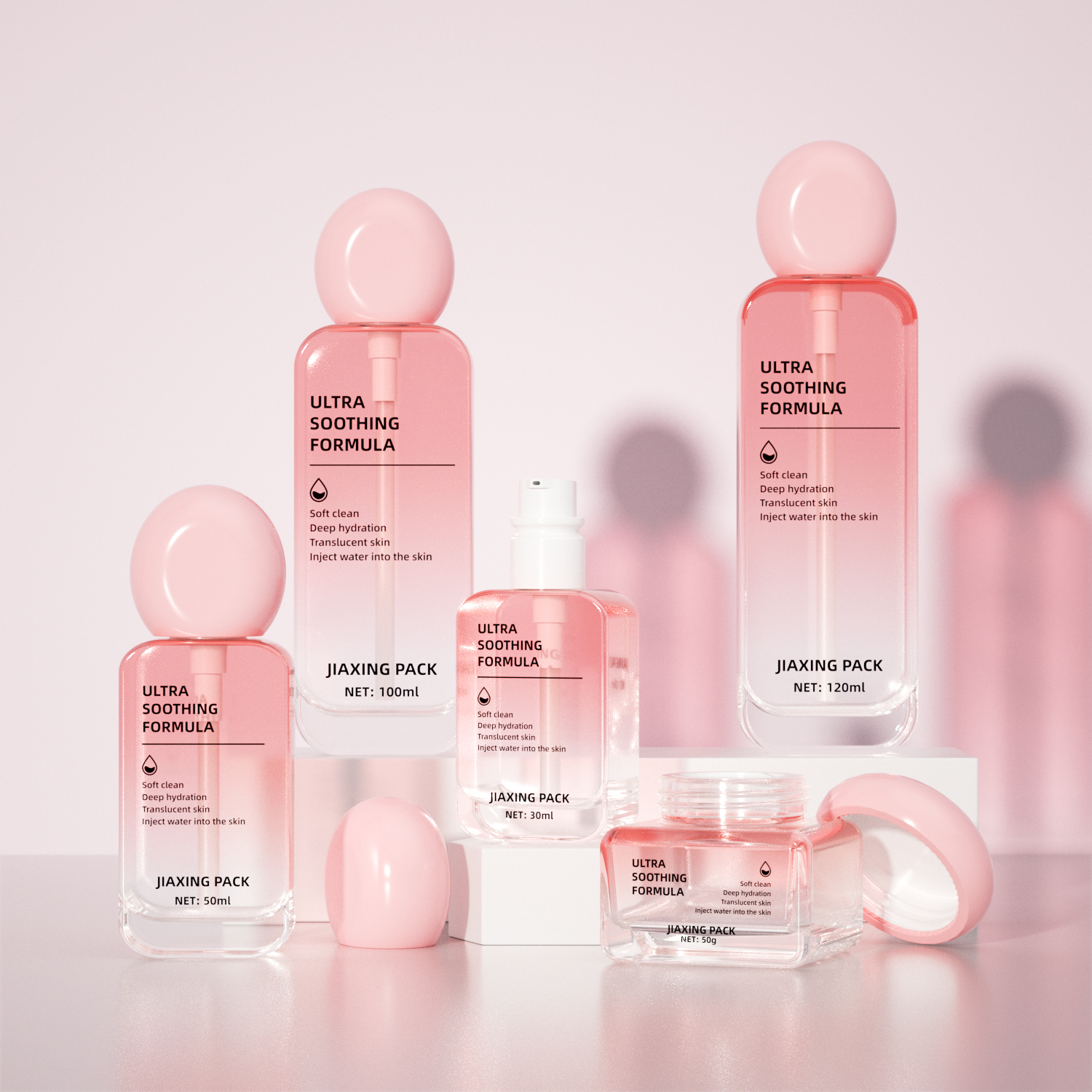Luxury 30ml 50ml 100ml 120ml Glass Cosmetic Serum Dropper Lotion Cream Skincare Pump Packaging Bottles and Jar Set