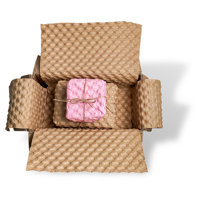 Aircosan 100% Eco-friendly And Recyclable Kraft Paper Bubble Wrapping Cushion Packaging Materials For Paper Bubble Machine Using