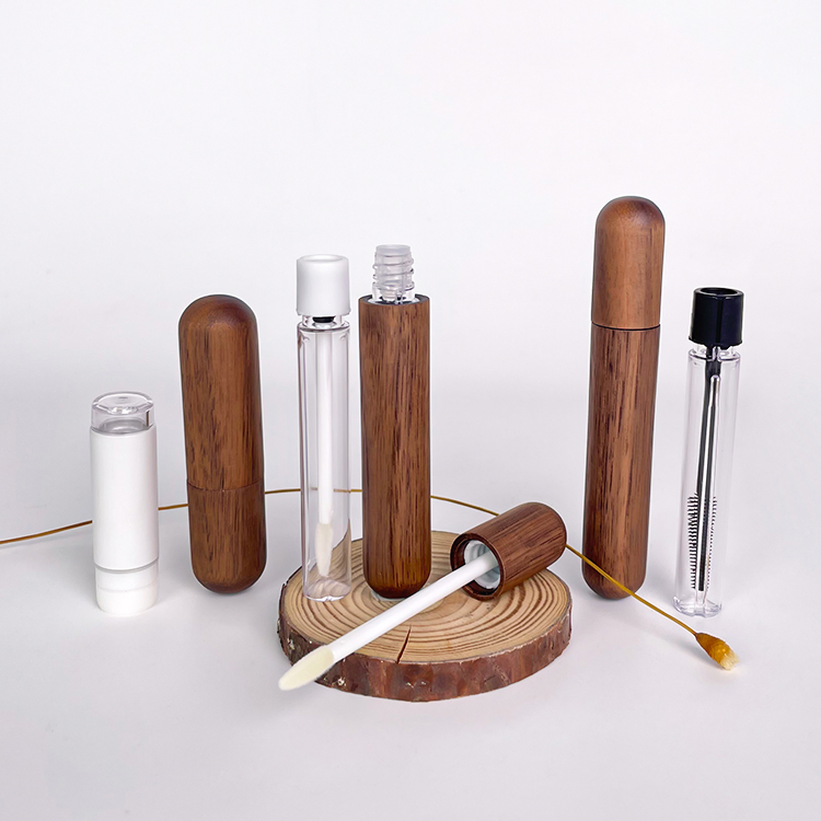 Wooden Sustainable Biodegradable Custom Private Label Elegant Brown Colors Durability Lipgloss Packaging