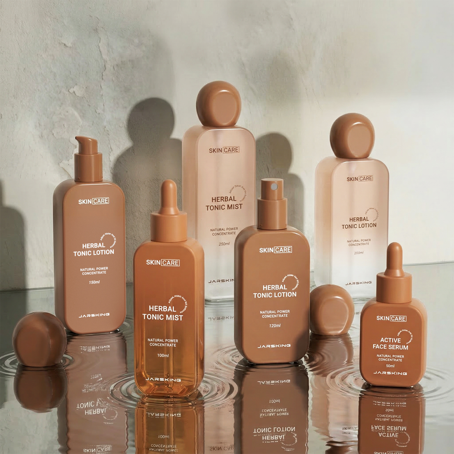 Custom Logo Eco Packaging PETG Plastic Spray Bottle Flat Lotion Pump Bottle for Body Hair Oil Toner Skincare Set with Box