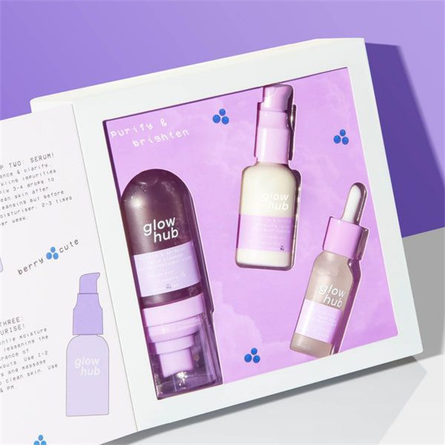 Custom Luxury Skincare Kit Kraft Packaging Set with Organic Face Serum Sponge Liner Beauty Products Gift for SkinCare Lovers