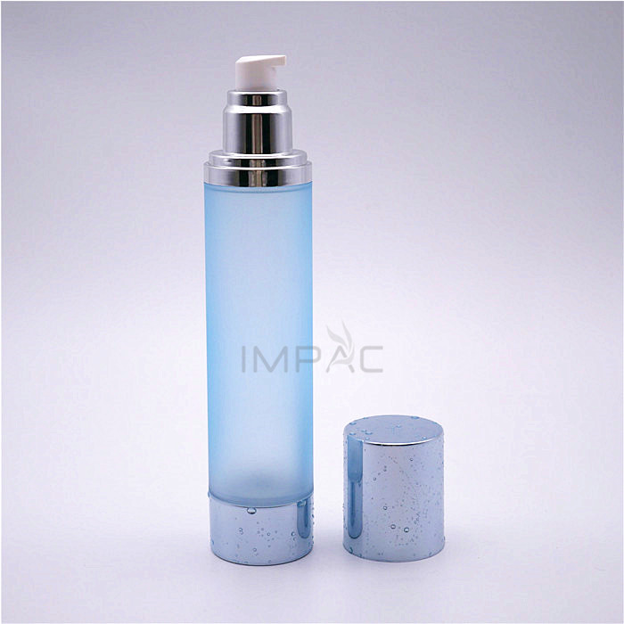 Skin care luxury airless 120 ml cream packaging with vacuum pump dispenser frosted blue container