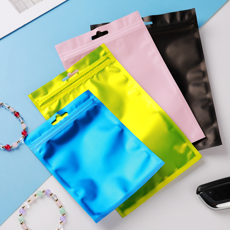 Multicolor One Side Clear Aluminum Foil Packaging Mylar Resealable ZipLock Flat Bags for Beauty Products