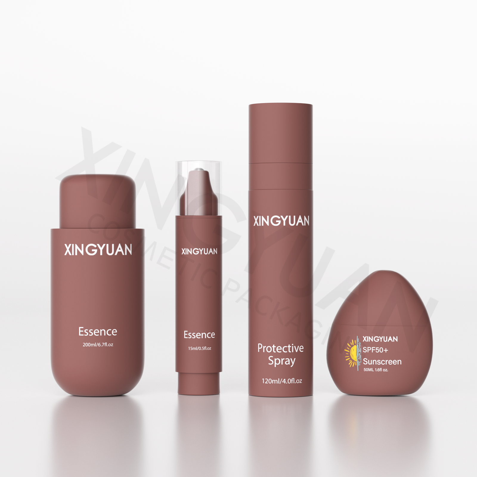 XINGYUAN Cosmetic Packaging Bottle Set For Lotion Serum Spray Sunscreen Custom Bottles Skincare