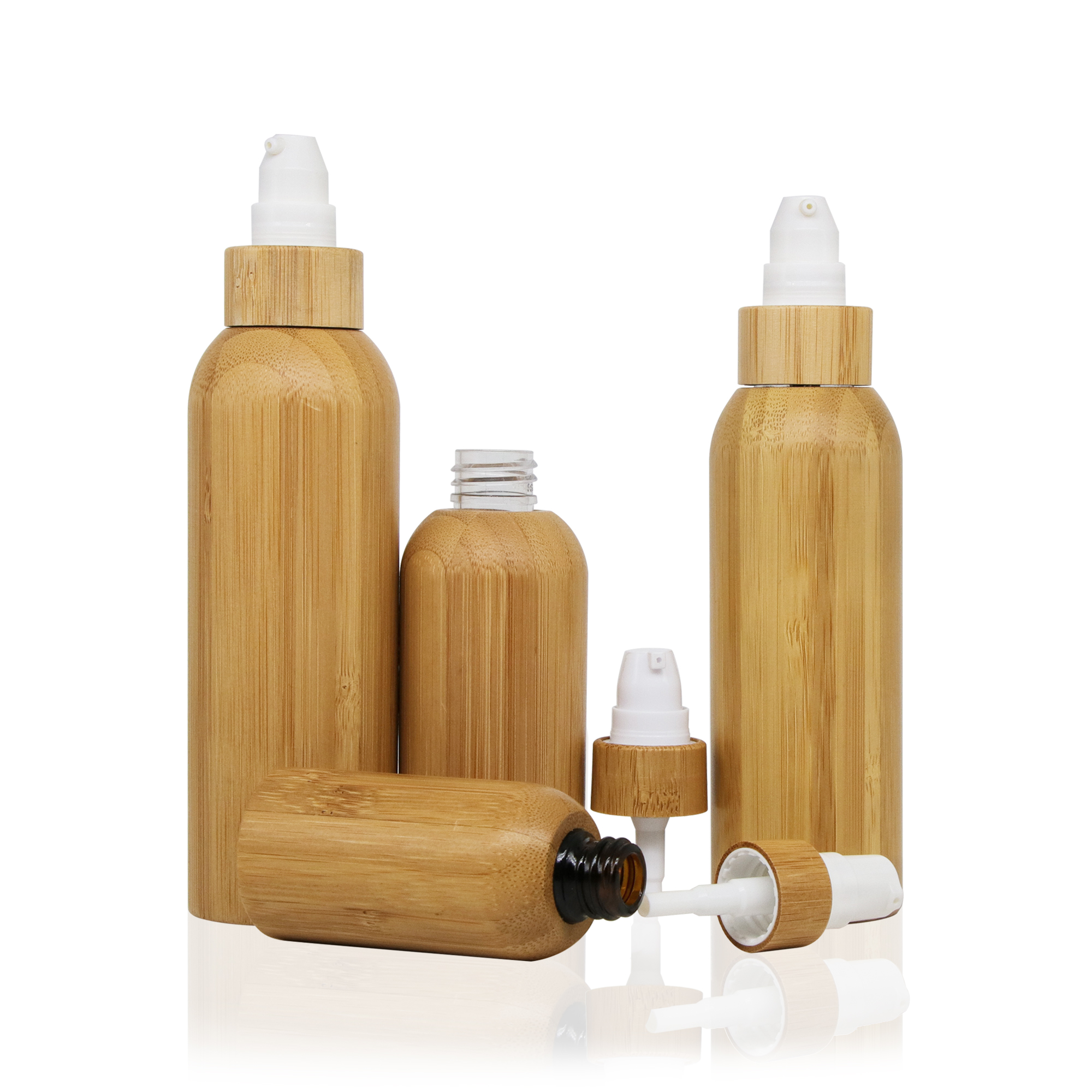 2025 Custom Bamboo Plastic Spray Bottle for Toner MistSkincare Refillable Eco Cosmetic Packaging with Natural Wood Design