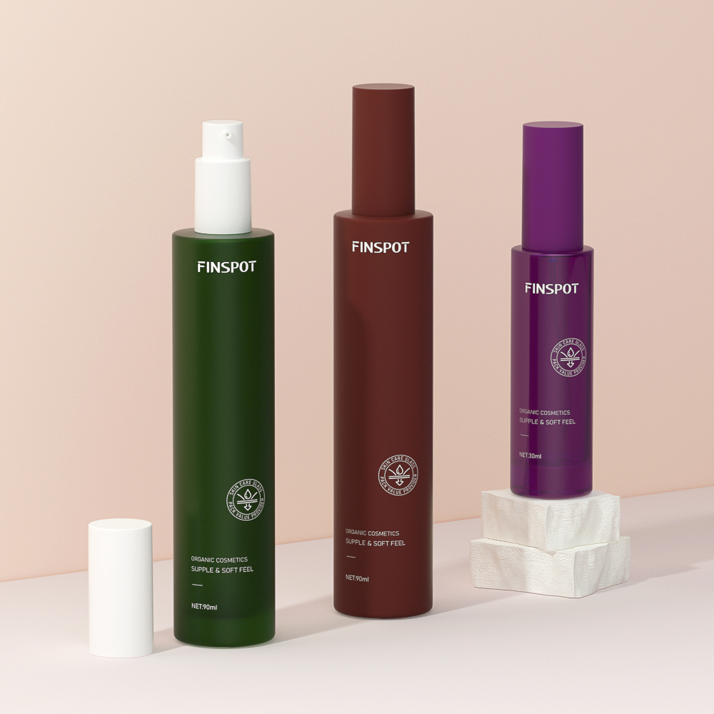 Custom Matte Green Skincare Glass Bottles for Organic Cosmetics Serum Mist &amp; Essence With Logo Printing