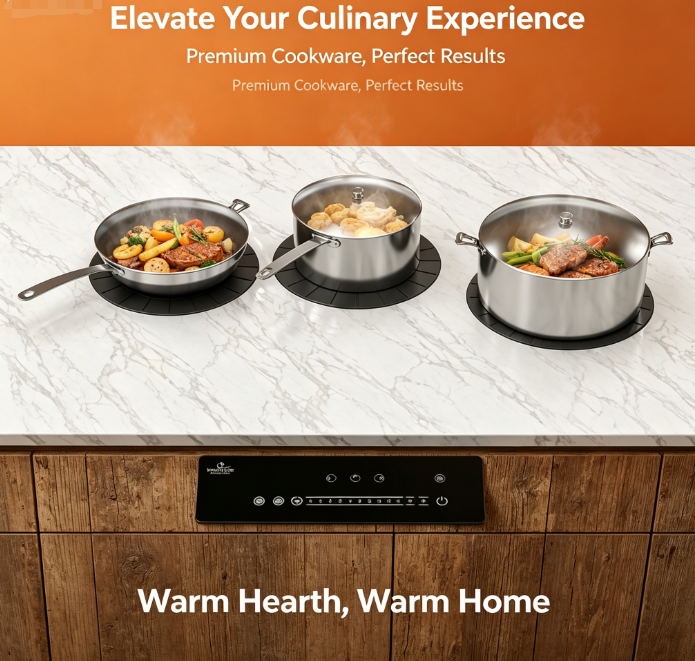 High-Efficiency Electric 3-Burner Invisible Induction Cooker Built-in Touch Control 9 Power Levels Timer Auto Shut-Off RV Ready