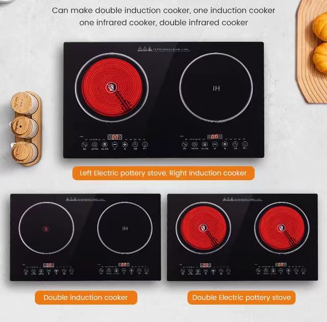 Hot Sale 4000W Electric Double Stove Induction Cooker 2 Burner Ceramic Cooktop Infrared Technology for Home Kitchen RV Use Touch