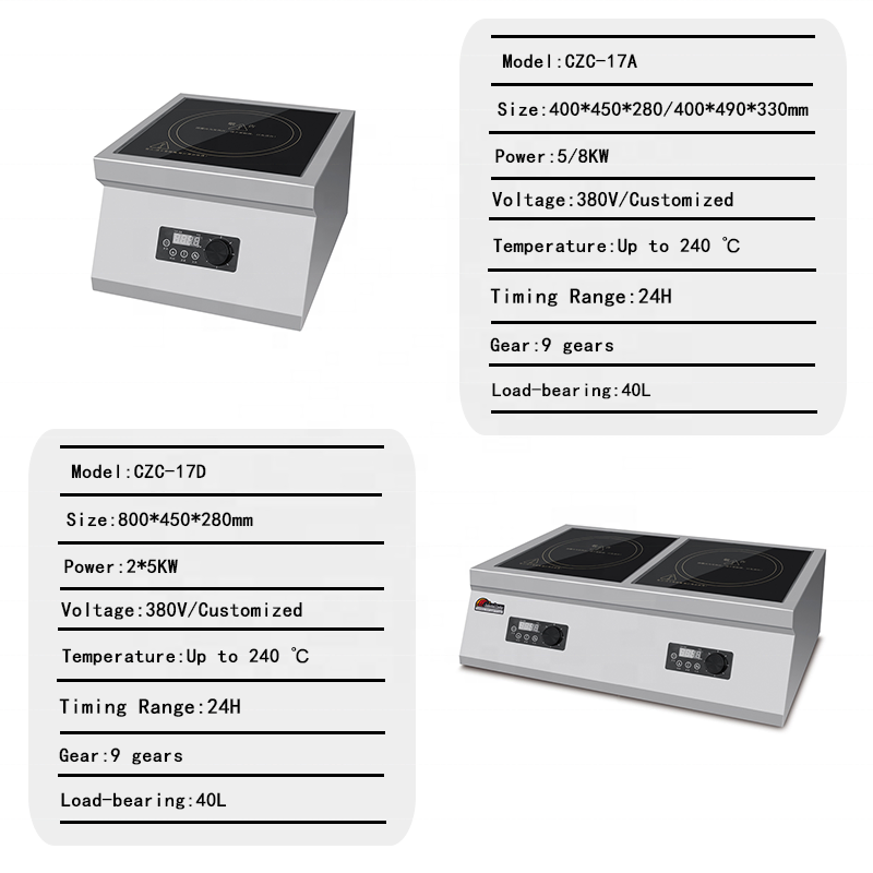 Double Burner Commercial Induction Cooktop 5000W Flat Ceramic Electric Stove for Restaurant &amp; Industrial Kitchen