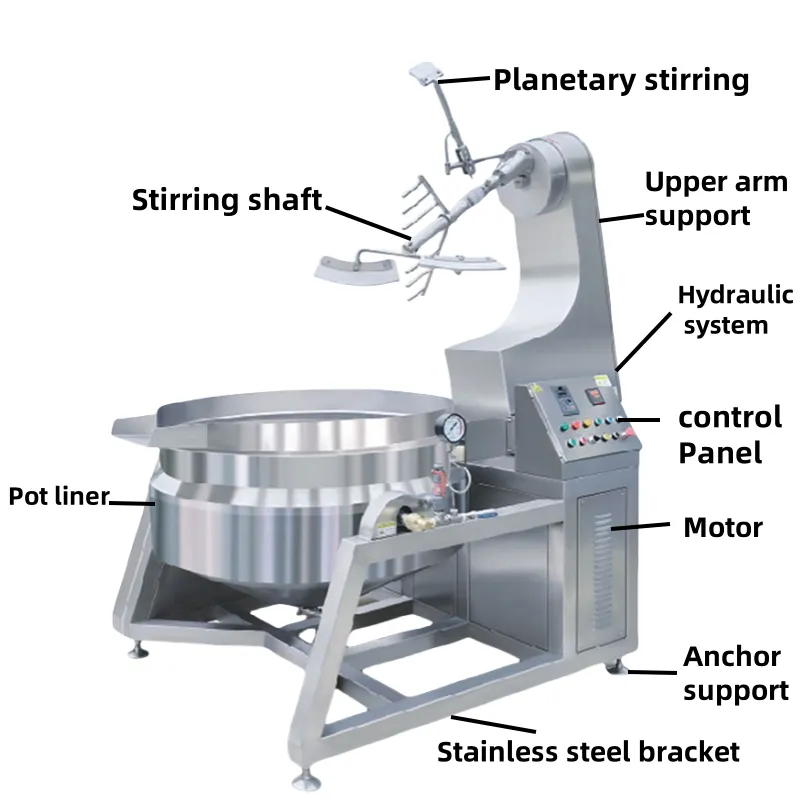 Industrial 100-800L Electric Induction Heating Planetary Jacketed Kettle Sauce Strirring Cooking Machine