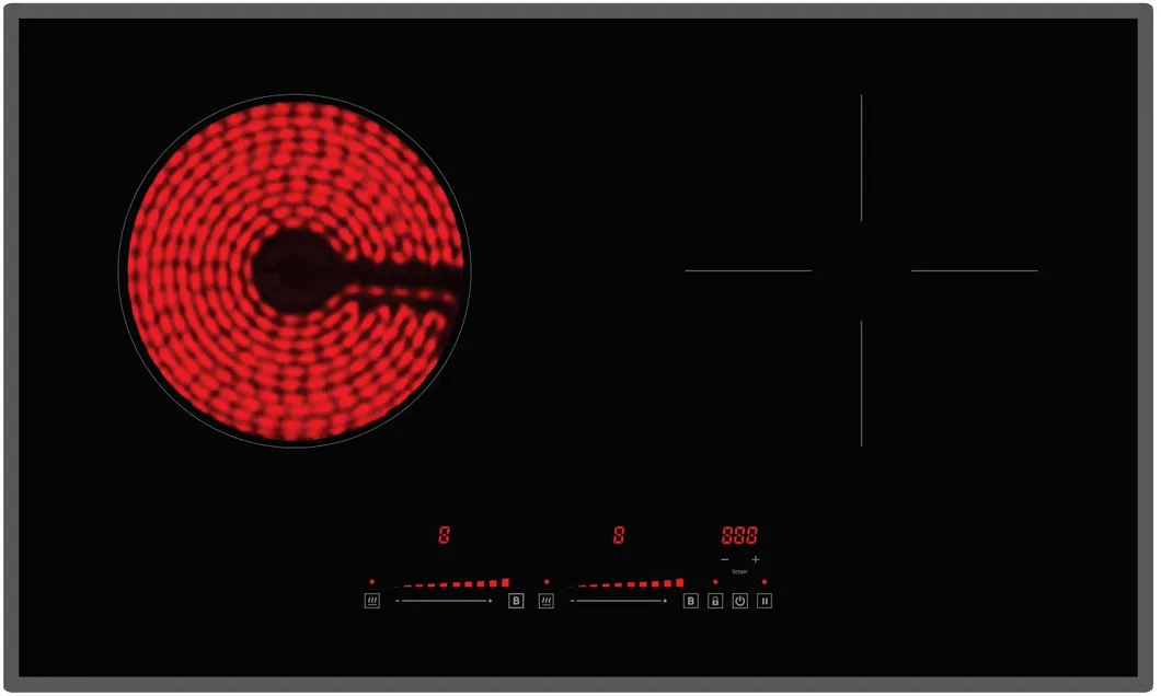 Inverter Function Kitchen Appliances Built-in 4000W 2-Burner Induction Cooktop Hotplate Hob Hybrid Stove