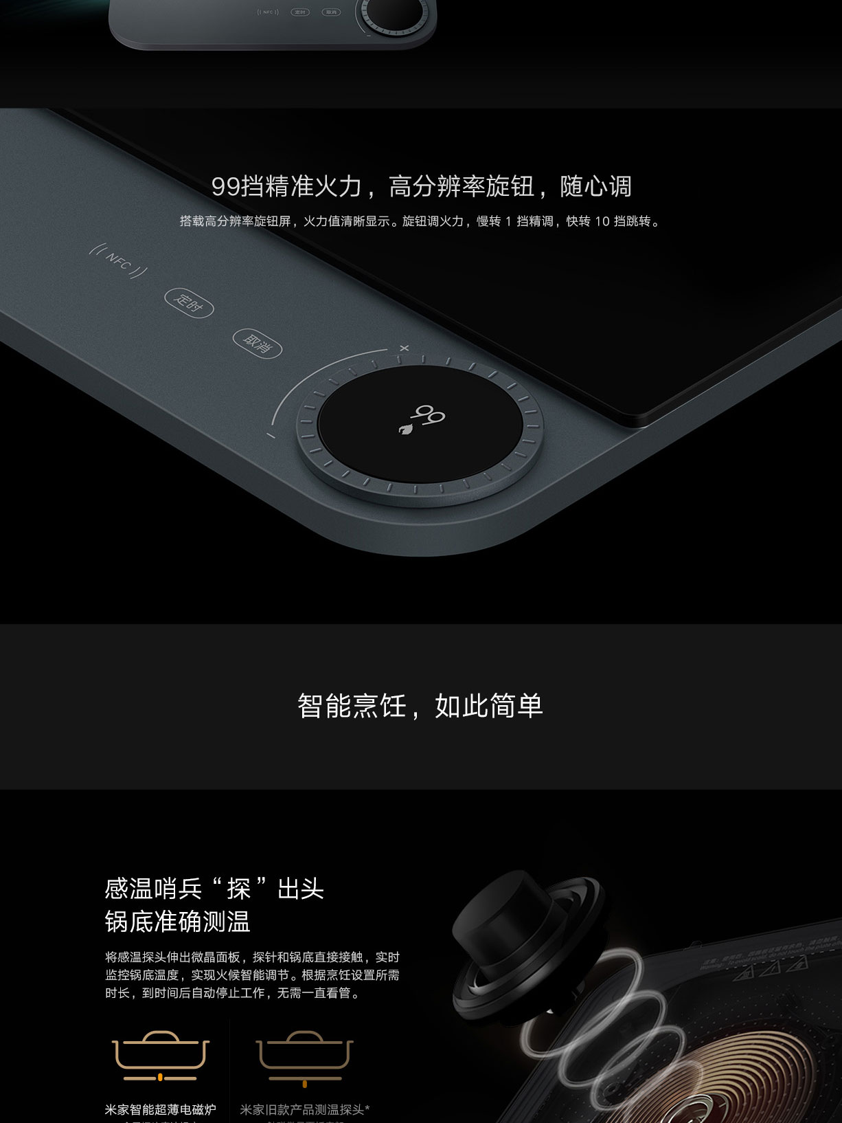 Mi Smart Ultra-Thin Induction Cooker - 2200W, 53mm Thin, OLED Touch, Intelligent Temp Control, Low Noise