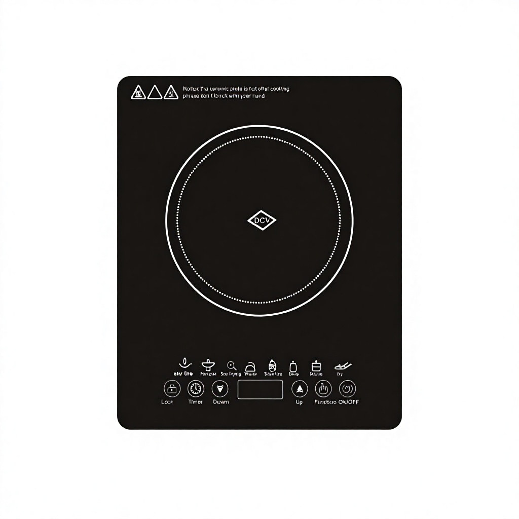 48V Battery-Powered Built-in 1500W Single Element Induction Cooktop Ceramic Surface Touch Control for RVs Vans Household Outdoor