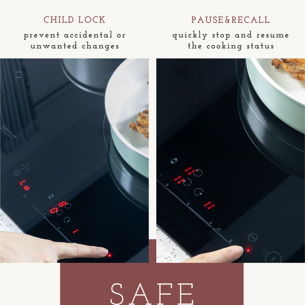High-Efficiency Electric 60cm Built-In Ceramic Induction Cooktop 3 Burners Sensor Touch Control Expandable Cooking Area