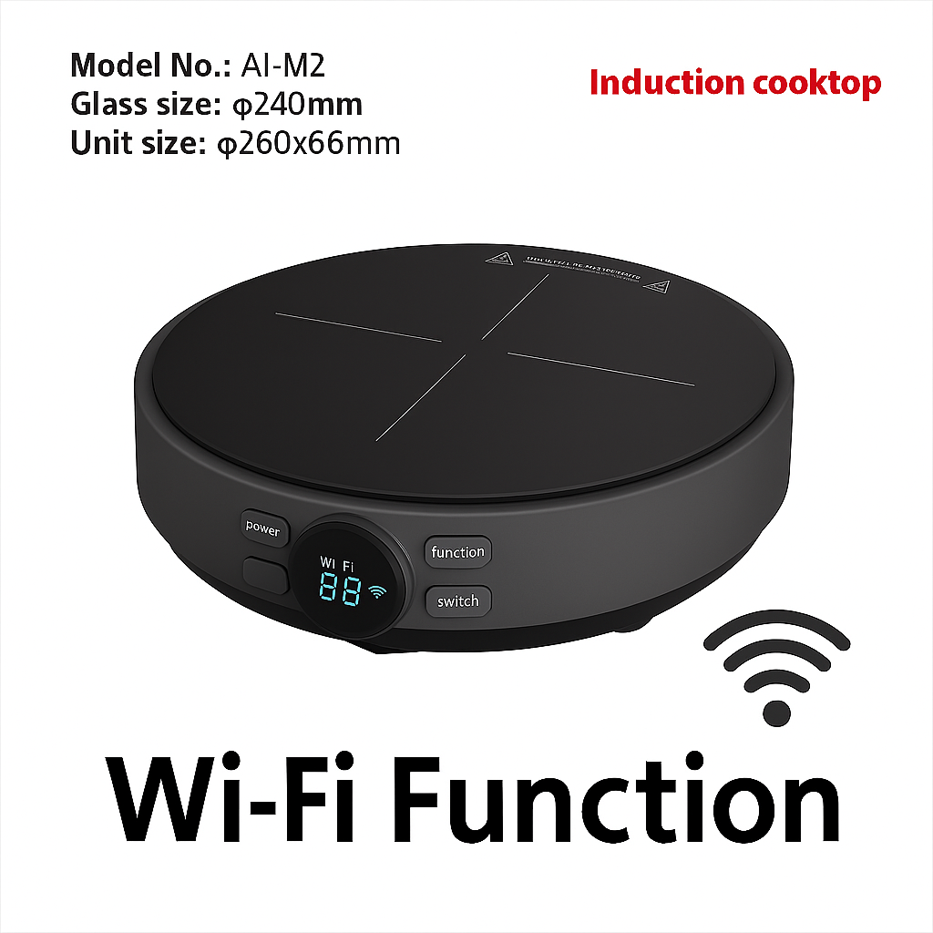 1800W Smart Induction Cooktop Portable Single Burner with Wi Fi App Touch Knob Control for Home Kitchen
