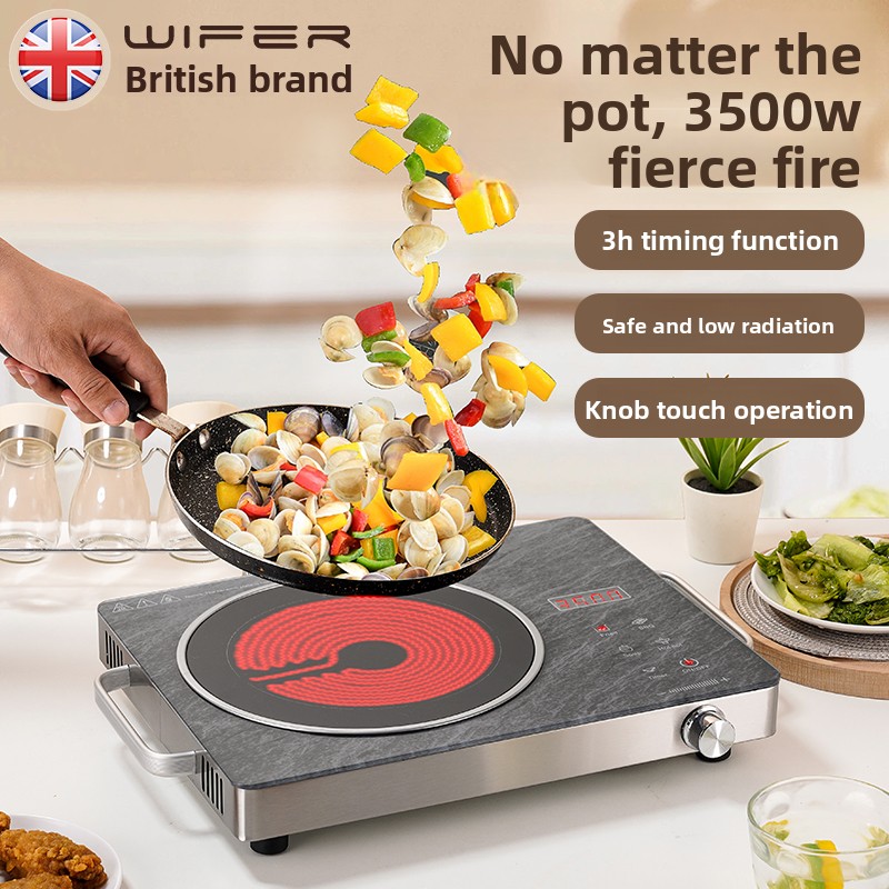 Cross Border European Style Household 3500W Energy-Saving Stainless Steel Multifunctional Stir Frying Induction Cooker Black