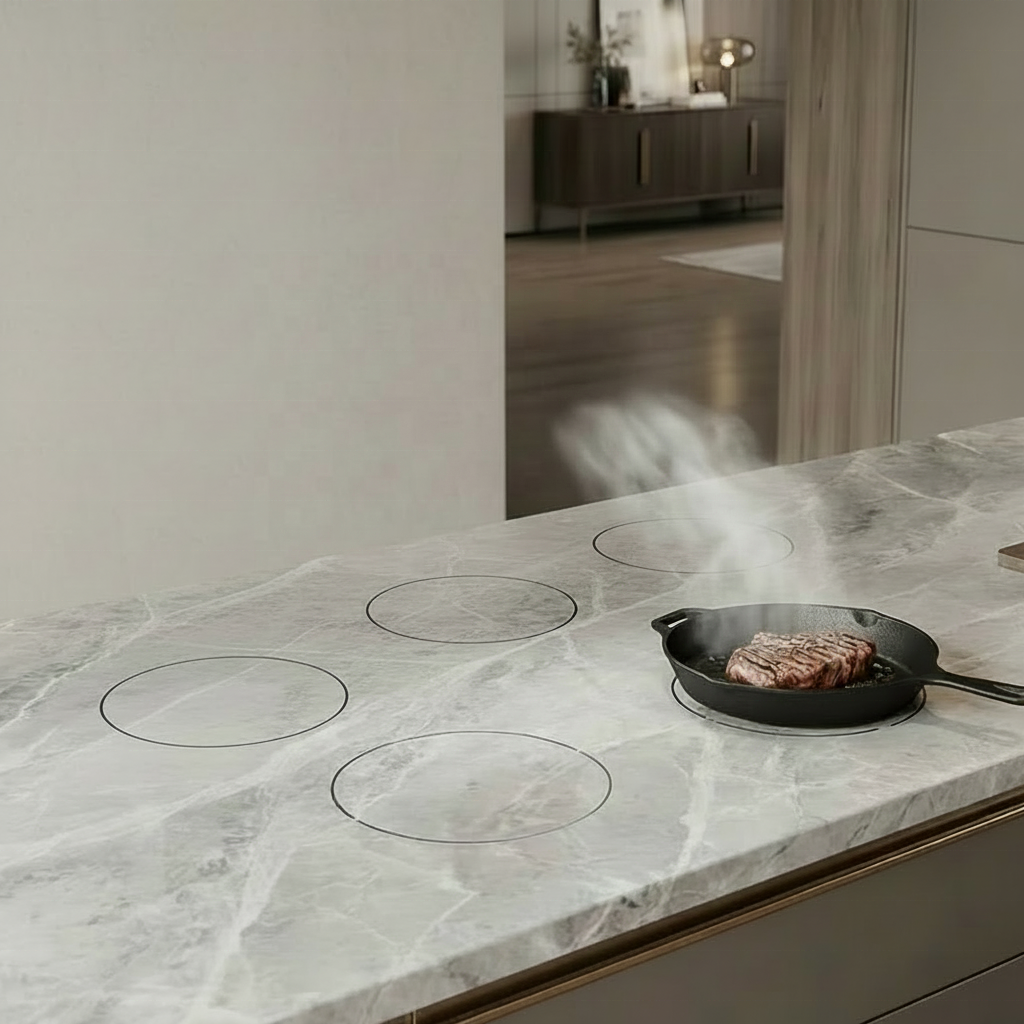 Invisible Induction Cooktop Six Stoves Hidden Under Granite Marble Countertop Built in Type 6 Burners