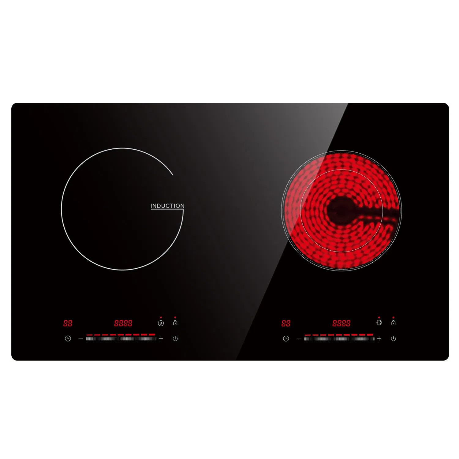 Inverter Function Kitchen Appliances Built-in 4000W 2-Burner Induction Cooktop Hotplate Hob Hybrid Stove