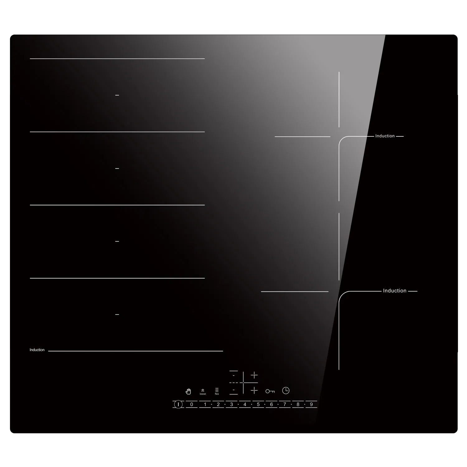 24 Inch European Style 4 Burner Hybrid Stove Double Burner Induction and Double Burner Electric Ceramic