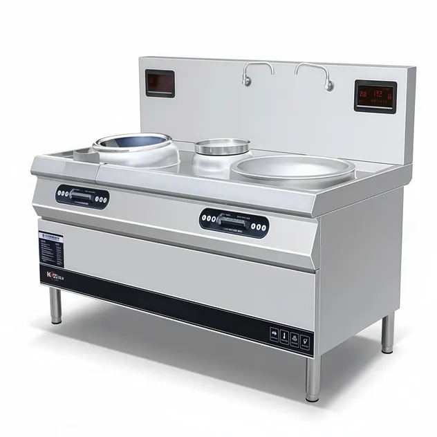 Commercial Induction Wok Cooker Double Burner Design for Restaurant Kitchen
