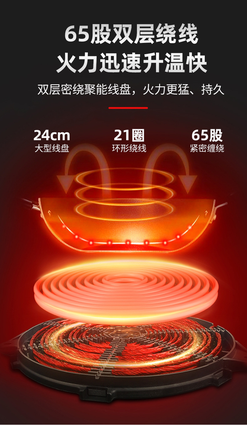 6 KW High Power Commercial Induction Cooker Stainless Steel Digital Touchscreen Multifunctional Auto Shut-Off Safety Energy