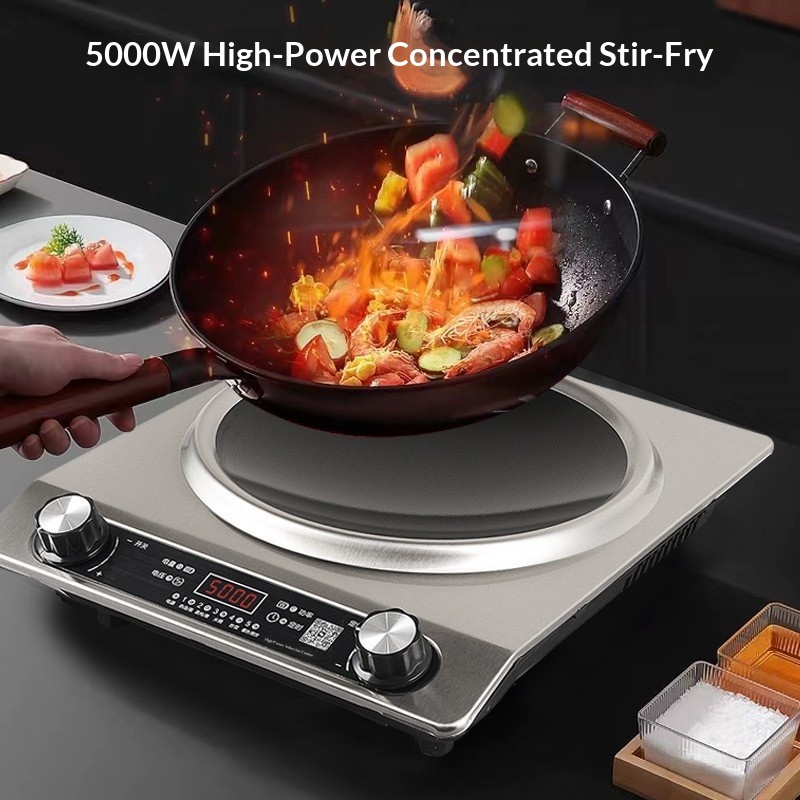 German Electric Induction Cooker Full Set 5000W High-Power Ultra-Thin Commercial Outdoor Household Use Waterproof LCD Display 5