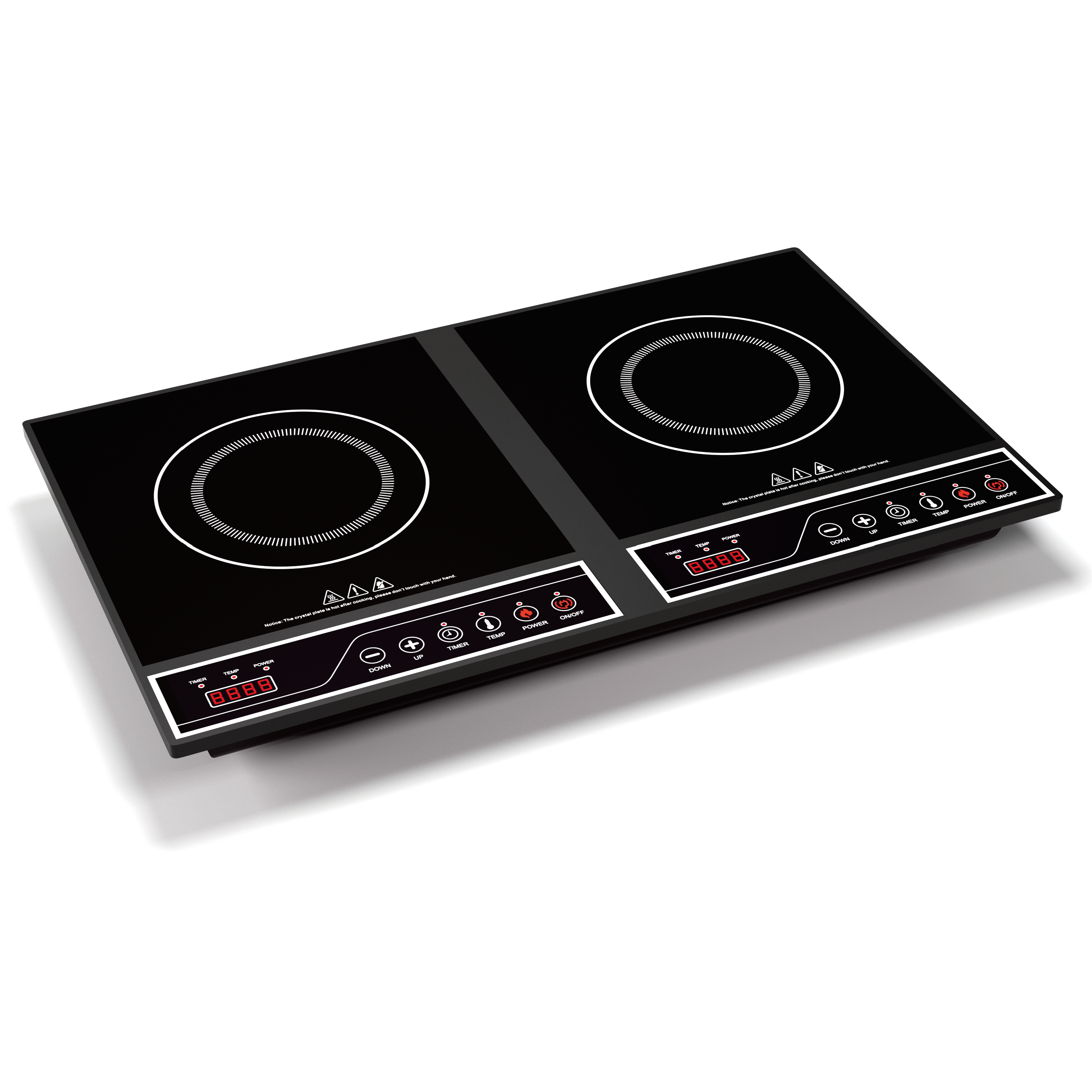 Electric Double Burner Built-in Outdoor Induction Cooker with Touch Controller Digital Display Countertop Installation