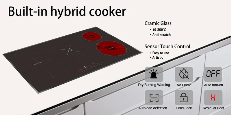 Hybrid Induction Premium 2 in 1 Five Burner Electric Induction - Infrared Ceramic Hob Cooker Cooktop