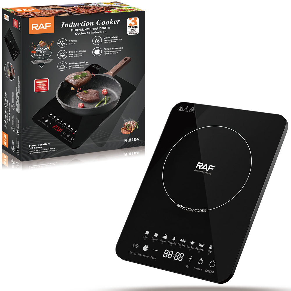 RAF 2200W Induction Cooker Cocina De Induction with Uniform Heat Easy Cleaning and Simple Operation for Daily Cooking