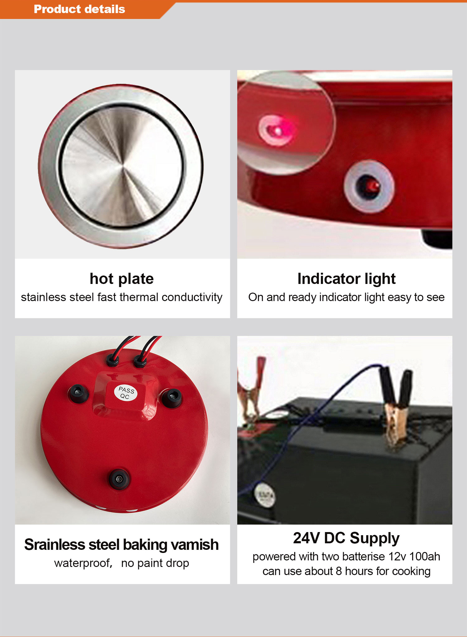 12V/24V DC Solar Induction Cooker | 400W/4000W Portable Stove for Outdoor Camping &amp; Home Use | Fast Heating, Energy-Saving